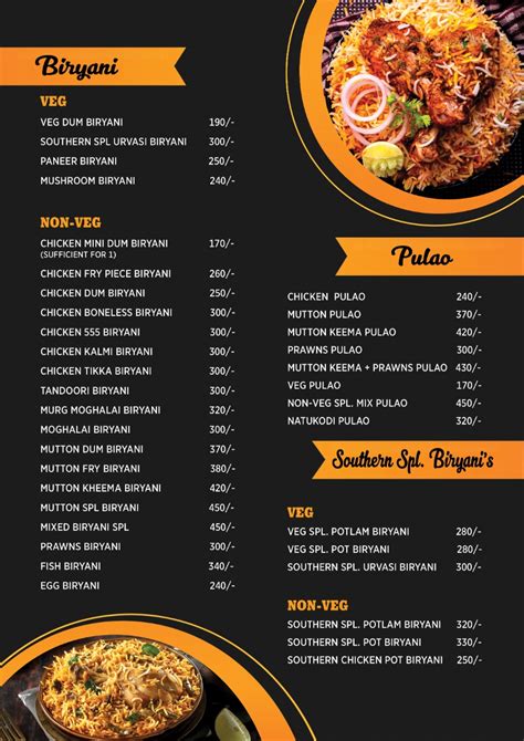 Southern Foods Food- Menu
