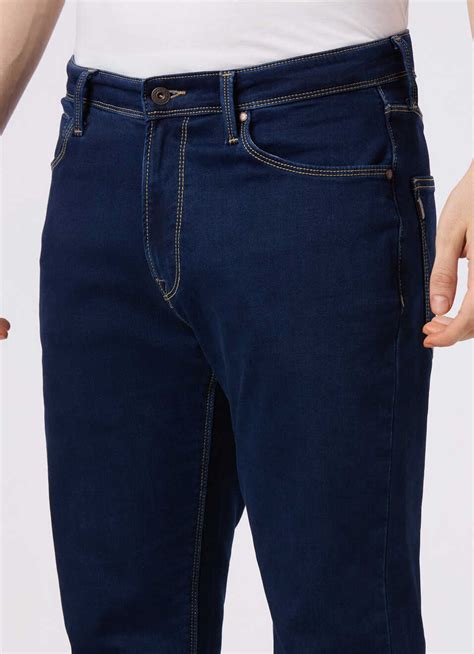 Men Blue Mid Rise Straight Fit Stretchable Jeans | Pepe Jeans India
