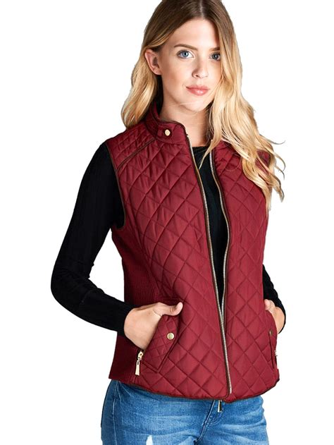Women's Lightweight Quilted Padding Zip Up Jacket Vest-Plus Size ...