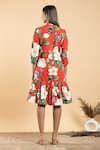 Buy Red Cotton Collared Wild Rose Print Shirt Dress For Women by Divi ...