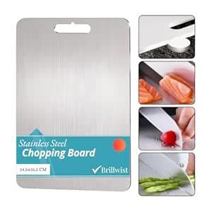 Buy Brillwist Stainless Steel Rectangle Chopping Board with Handle ...