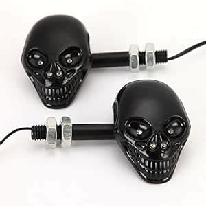 CTN Skull Shape Black Bike Indicator With Blue LED For Hero HF-Deluxe ...