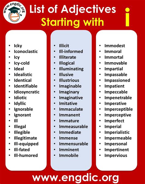 All Adjectives that Start with I (Sorted List) - EngDic