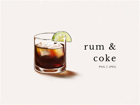 Rum & Coke / Cuba Libre Cocktail Alcoholic Drink Colored Clip Art | PNG ...