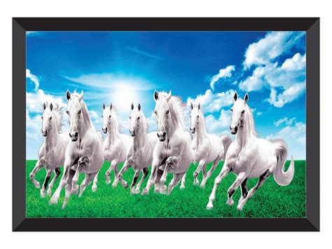 SAF paintings 7 Running Horses Sunrise Vastu UV Coated Home Decorative ...