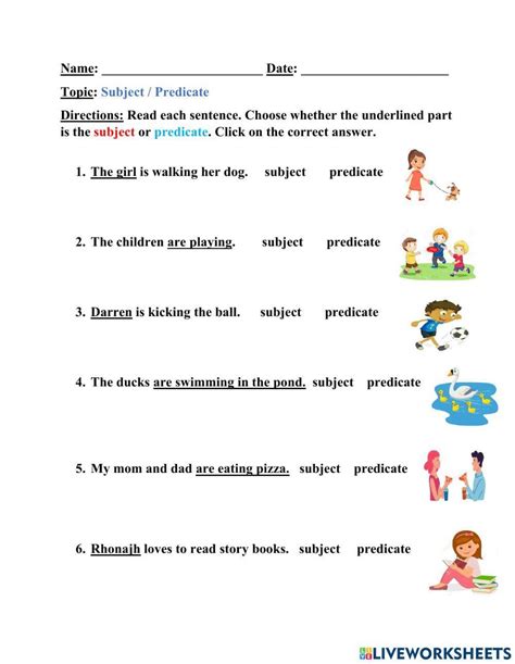 Image result for Subject Predicate 3rd Grade