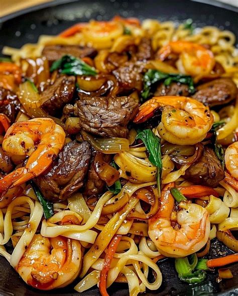 Savory Steak and Shrimp Noodle Stir-Fry Delight | Shrimp recipes for ...