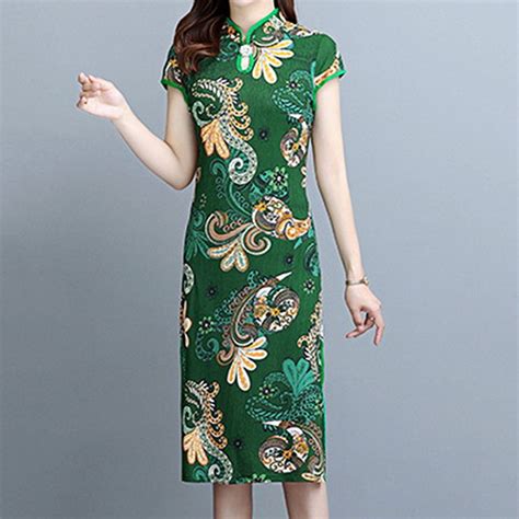 Buy YIFU Lady Cheongsam Chinese style Vintage Stand Collar High Split ...