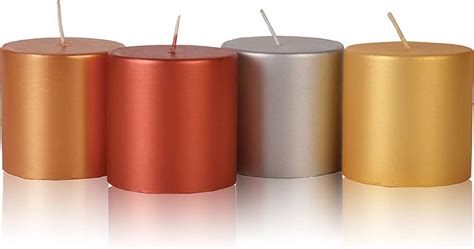 Floryn Decor Metallic Pillar Candles - Set of 4 Unscented Gold, Copper ...