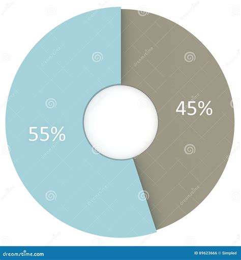 45 55 Percent Pie Chart. 3d Render Percentage Infographic Symbol ...