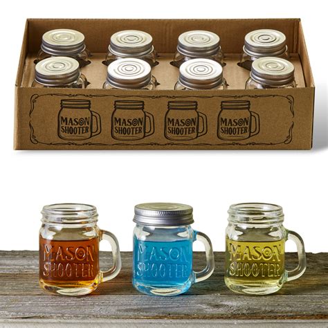 MASON JAR SHOT GLASSES WITH HANDLES (8 PACK)