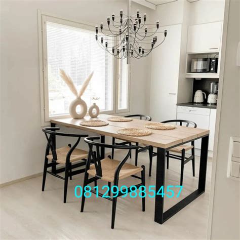 Jual Meja Makan Cafe Kayu Kati Minimalis Modern Kursi 4 Set Dining ...