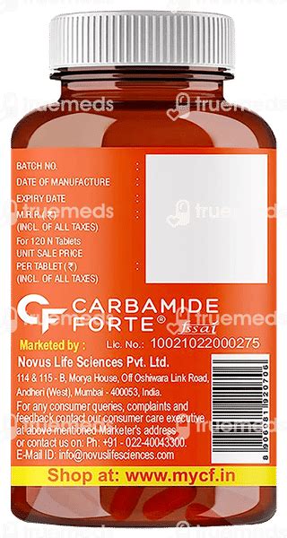 Carbamide Forte Vitamin C Zinc Tablet 120 - Uses, Side Effects, Dosage ...