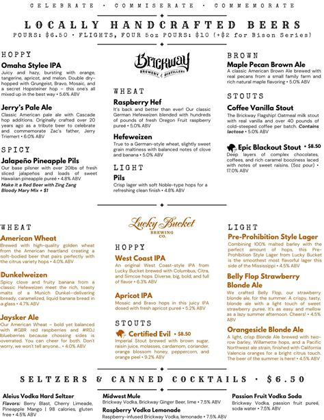 Menus | Brickway Brewery & Distillery | Omaha, Nebraska — Brickway ...