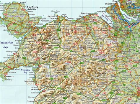 Detailed Wales Road and Rail Map in Illustrator AI vector format with ...