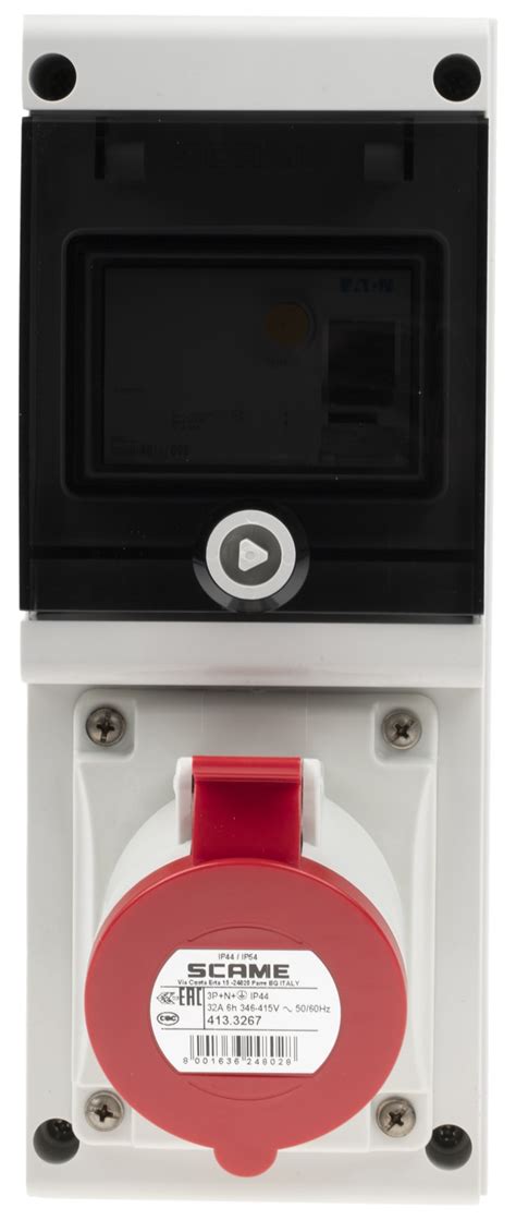 632.3217-R Scame | Scame, DOMINO IP44 Red Wall Mount 3P + N + E RCD ...