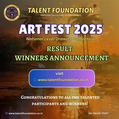 RESULT - WINNERS - ART FEST 2025 - TALENT FOUNDATION