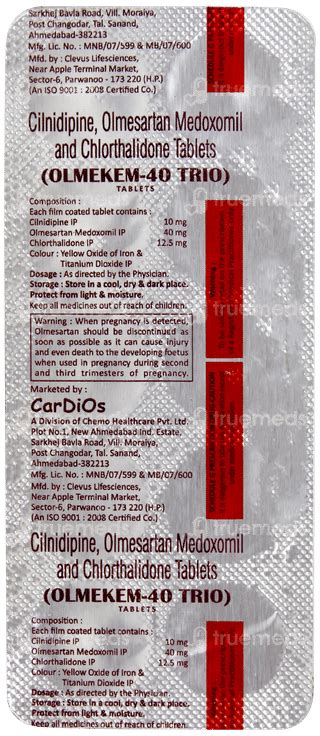 Olmekem 40 Trio Tablet 10 - Uses, Side Effects, Dosage, Price | Truemeds