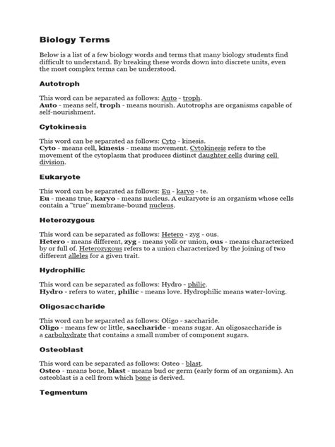Biology Terms | PDF | Cell (Biology) | Biology