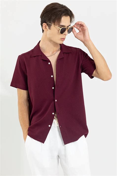 Buy Men's Breezy Bluffs Burgundy Shirt Online | SNITCH