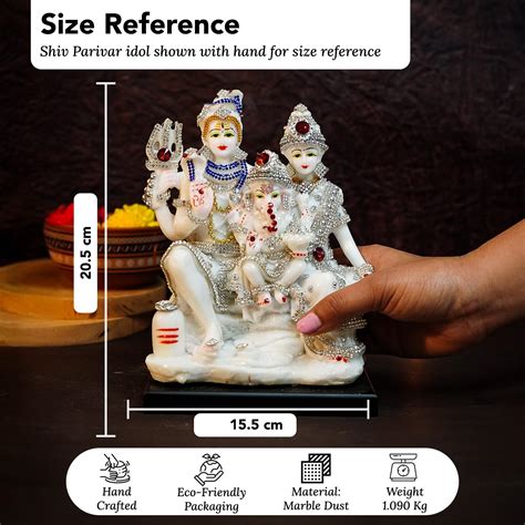Ekhasa Aura Series Marble Dust Shiv Parivar Murti (8 inch, Medium Size ...
