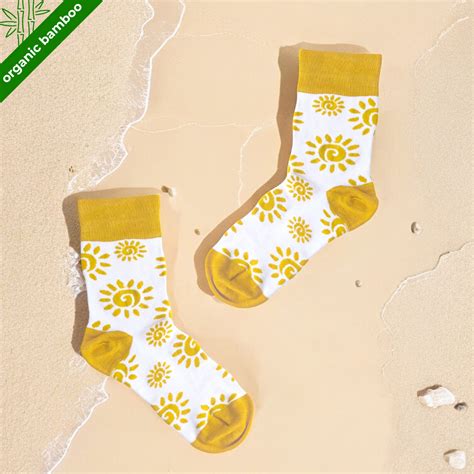 Buy Sunkicked Socks – Yellow & White Socks with Sunburst