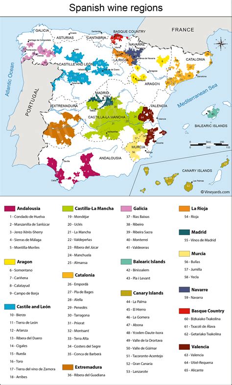 Spain Map of Vineyards Wine Regions