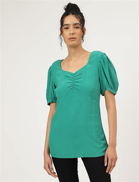 Buy Neckline Linen Blouse at Marks & Spencer