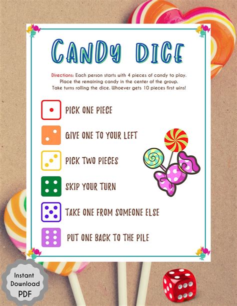 Candy Dice Game | Graduation Party | Family Reunion & Holiday Party ...