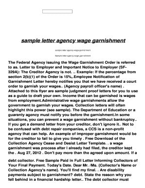 Fillable Online nb sonodia sample letter agency wage garnishment Fax ...