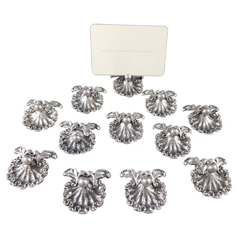 12 Solid Silver Place Cards Holders at 1stDibs