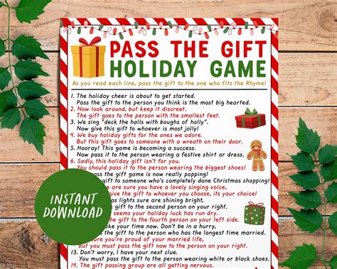 Printable Pass The Gift Game Poem Printable Word Searches/left Right ...