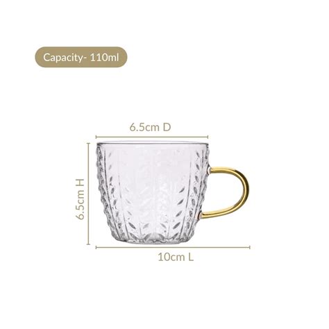 Embossed Leaf Tea Cup Set Of 6 110ml Online - Premium Tea Cup | Nestasia