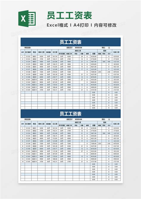 实用企业员工工资表EXCEL模板下载_企业_图客巴巴