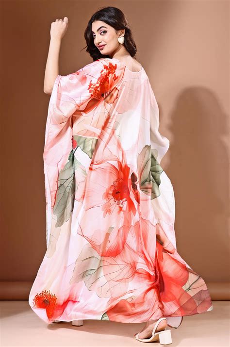 Scarlet Garden Soft Satin Kaftan with Digital Print – Label Aarna