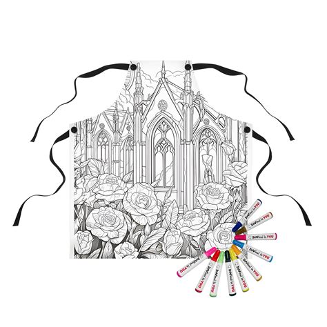 Apron Coloring Kit with 10 Fabric Markers - Cathedral and Roses ...