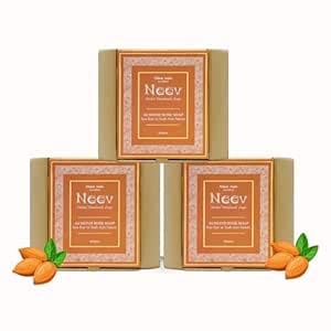 Buy Neev Almond‑Rose Soap Bar Set – 3 × 100 g, Nourishing ...
