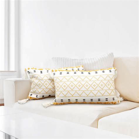 Yidarton Boho Throw Pillow Covers, 12"*20" Yellow Sofa Pillow Cover ...