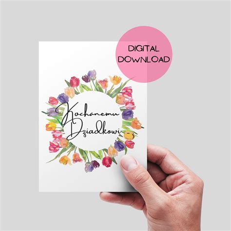 Polish Dziadek Printable Greeting Card. Kochanemu Dziadkowi DIGITAL ...