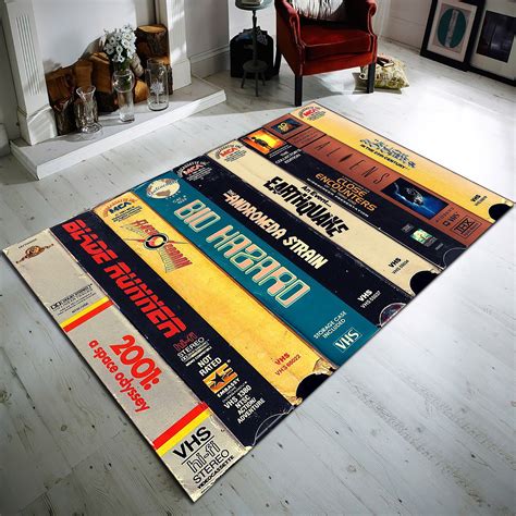 Nostalgic retro style rug vhs case themed horror movie room rug home ...