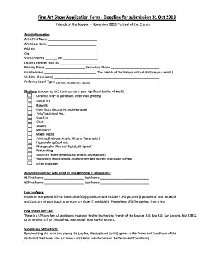 Fillable Online Application PDF form - Festival of the Cranes Fax Email ...