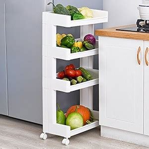 HOUSE OF QUIRK 4 Tier Plastic Storage Rack With Wheels Storage Trolley ...