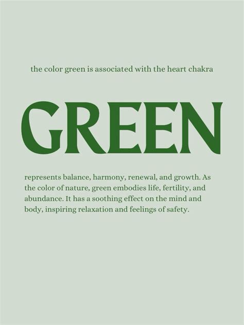 green meaning with the associated chakra and adjectives - color psychology
