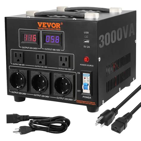VEVOR Voltage Converter Transformer, 3000W, Heavy Duty Step Up/Down ...