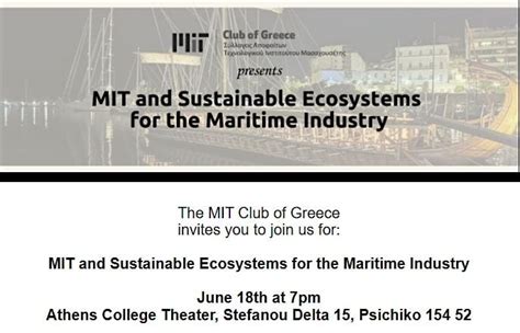 MIT and Sustainable Ecosystems for the Maritime Industry, Athens ...