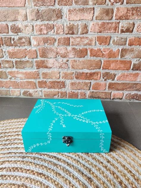 Buy Sustainable Teal Green Hand-Painted Wooden Multipurpose Storage ...