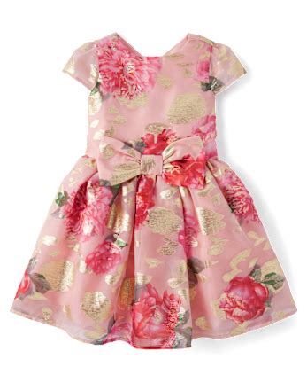 Girls Short Sleeve Metallic Floral Fit And Flare Dress - Tiny Dancer ...
