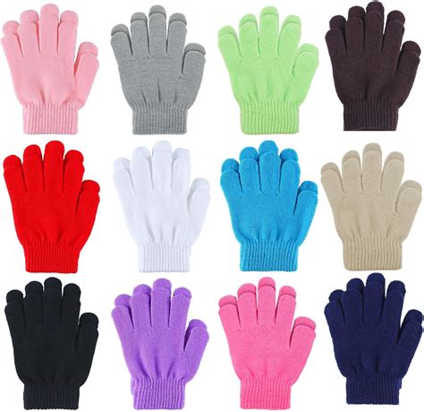 Cooraby 12 Pairs Kid's Winter Magic Gloves Children Stretchy Warm Magic ...