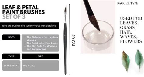 Like it Dagger Leaf & Petal Paint Brushes Set of 3 with Seamless ...