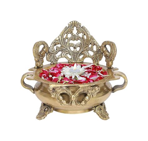 Buy Two Moustaches Ethnic Carved 6 Inches Floral Urli Bowl Showpiece ...